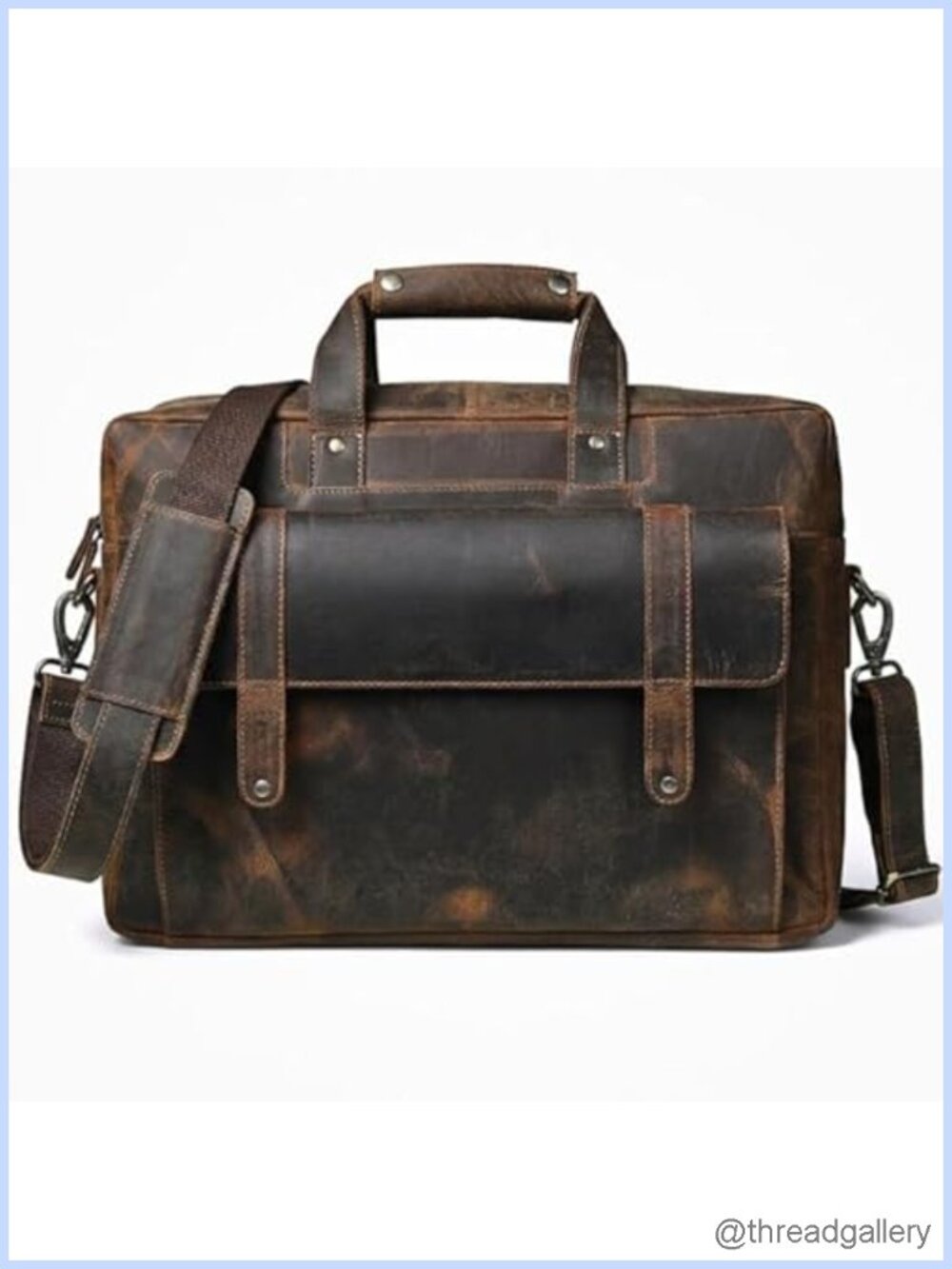Genuine Leather Briefcase 17 Inch Laptop Messenger Bag